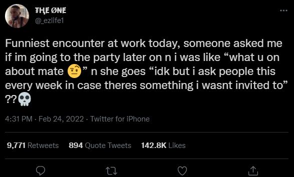 FHE NE _ezlifel Funniest encounter at work today, someone asked me if im going t