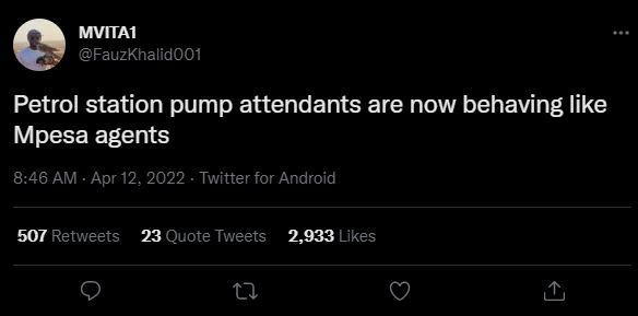 Mvita1 fauzkhalid001 petrol station pump attendants are now behaving like mpesa