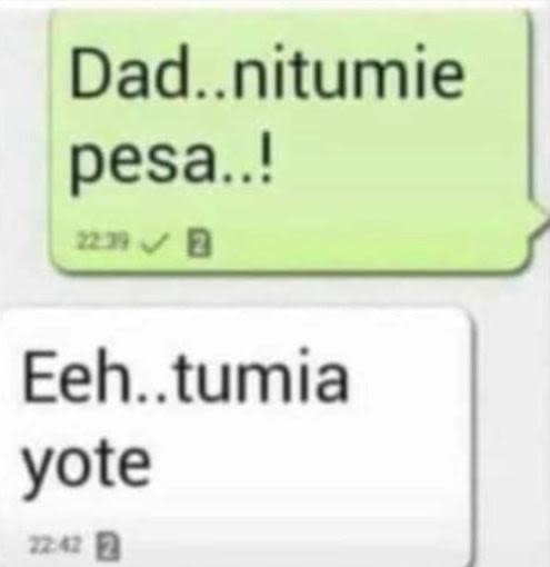 Dad.nitumie pesa.! y 0 eeh.tumia yote 0