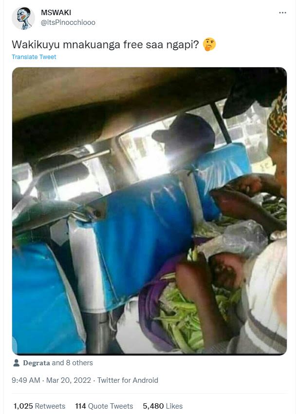 Mswaki itspinocchiooo wakikuyu mnakuanga free saa ngapi? translate tweet degrata