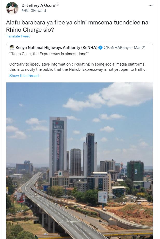 Dr jeffrey a osorotm kar3foward alafu barabara ya free ya chini mmsema tuendelee