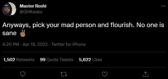 Master roshi ghkwabz anyways, pick your mad person and flourish. no one is sane