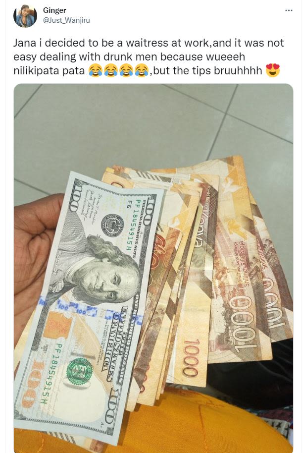 Ginger just_ wanjiru jana i decided to be a waitress at work,and it was not easy