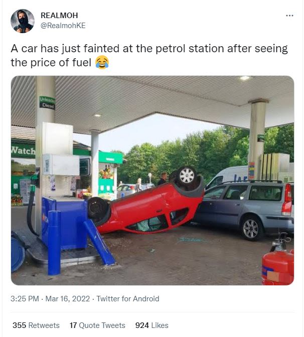 Realmoh realmohke a car has just fainted at the petrol station after seeing the