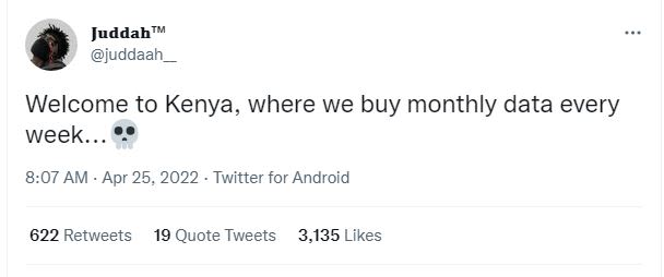 Juddab m juddaah welcome to kenya, where we buy monthly data every week. 8.07 am