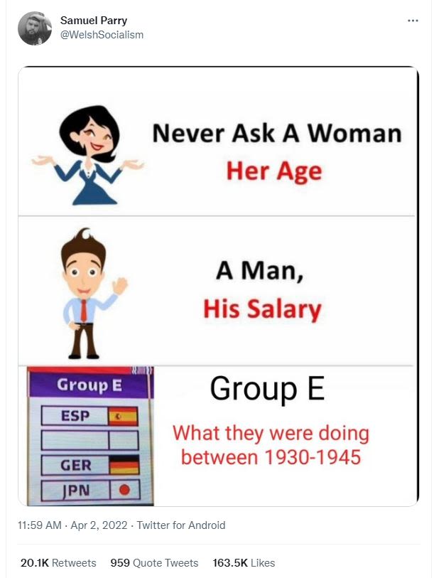 Samuel parry welshsocialism never ask a woman her age a man, his salary group e