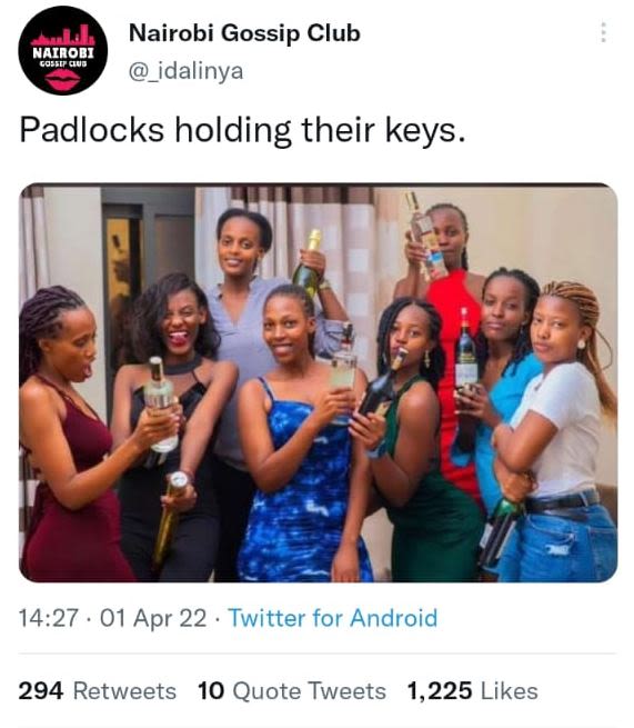 Nairobi gossip club nair9r1 idalinya padlocks holding their keys. 14.27 01 apr 2