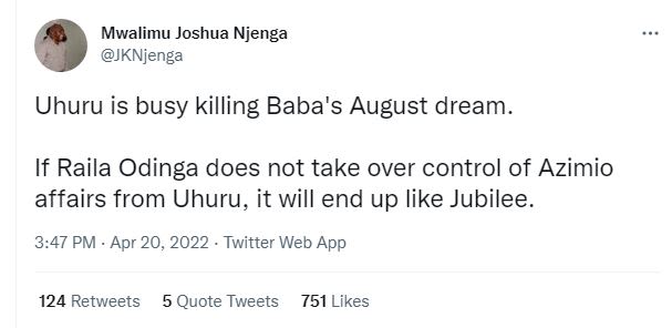 Mwalimu joshua njenga jknjenga uhuru is busy killing baba's august dream if rail