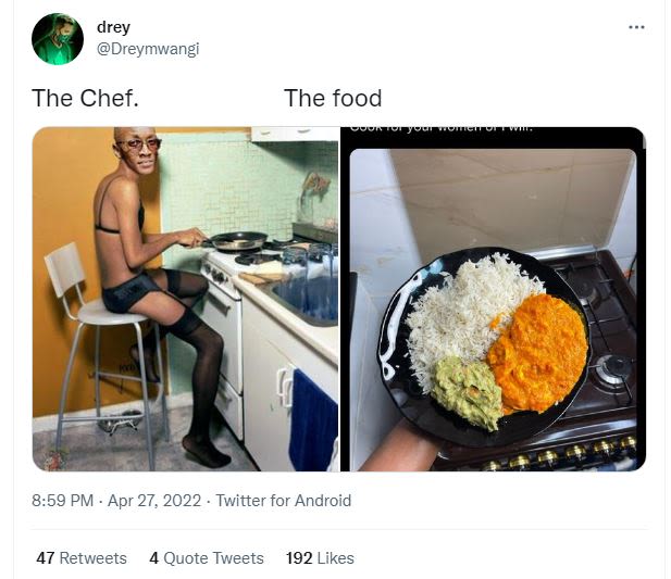 Drey dreymwangi the chef the food 8.59 pm apr 27, twitter for android 47 retweet