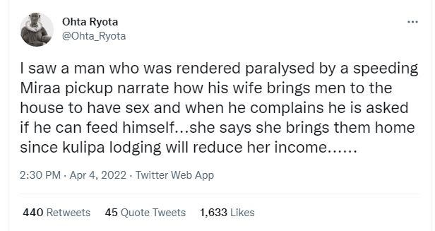 Ohta ryota ohta_ryota saw a man who was rendered paralysed by a speeding miraa p