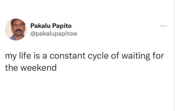 Pakalu papito pakalupapitow my life is a constant cycle of waiting for the weeke