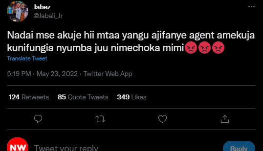 Jabez jabali_jr nadai mse akuje hii mtaa yangu ajifanye agent amekuja kunifungia
