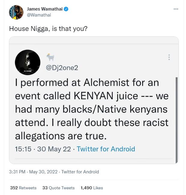 James wamathai wamathai house nigga, is that you? dj2one2 performed at alchemist