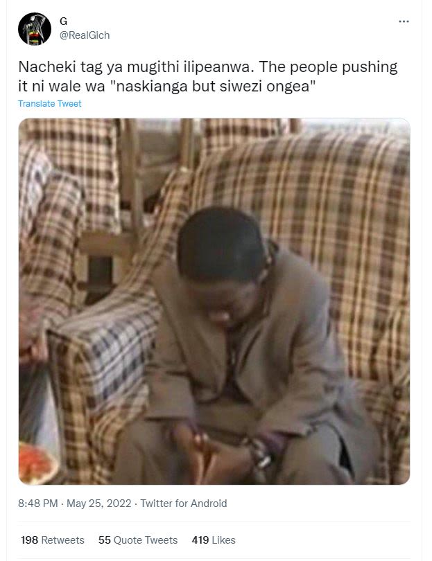 Realgich nacheki tag ya mugithi ilipeanwa. the people pushing it ni wale wa nask