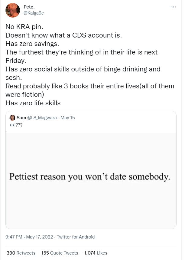 Pete kaigage no kra pin. doesn't know what a cds account is has zero savings. th