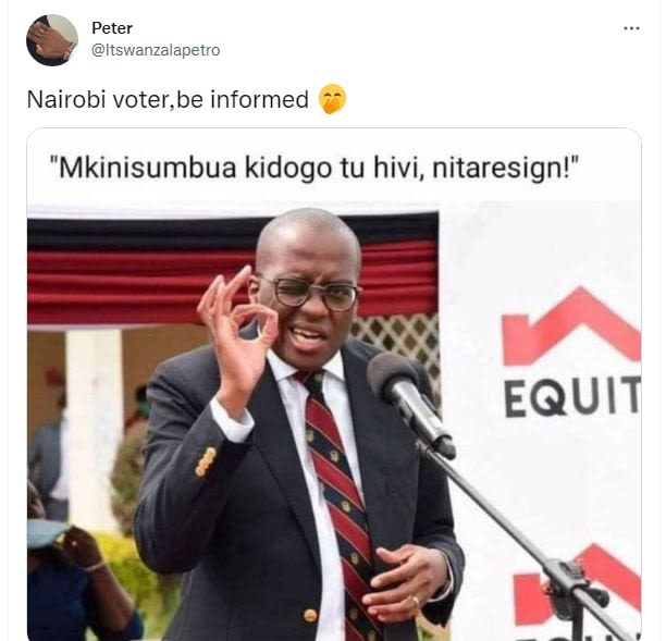 Peter itswanzalapetro nairobi voter, be informed mkinisumbua kidogo tu hivi nita