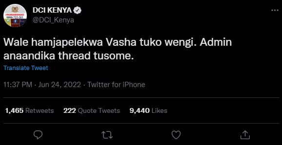Dci kenya dci_kenya wale hamjapelekwa vasha tuko wengi. admin anaandika thread t