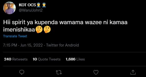 Kot ocs waruijohn2 hii spirit ya kupenda wamama wazee ni kamaa imenishikaa trans