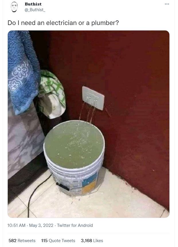 Buthist buthist _ do need an electrician or a plumber? 10.51 am may 3, twitter f