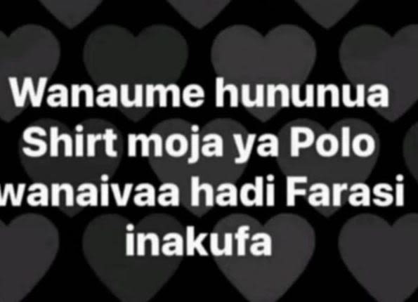 Wanaume hununua shirt moja ya polo vanaivaa hadi farasi inakufa