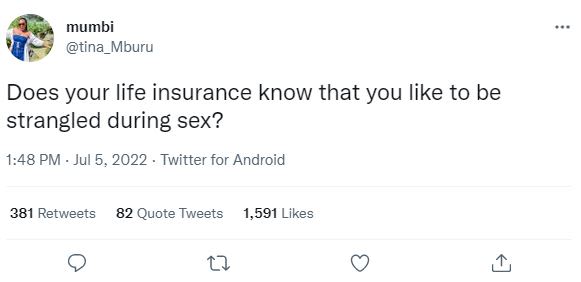 Mumbi tina_mburu does your life insurance know that you like to be strangled dur