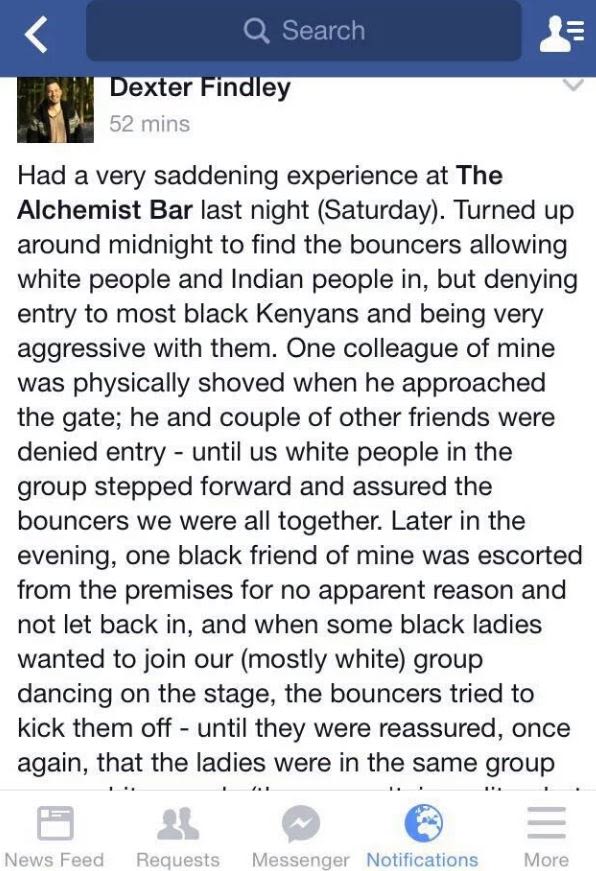 0 search dexter findley 52 mins had a very saddening experience at the alchemist