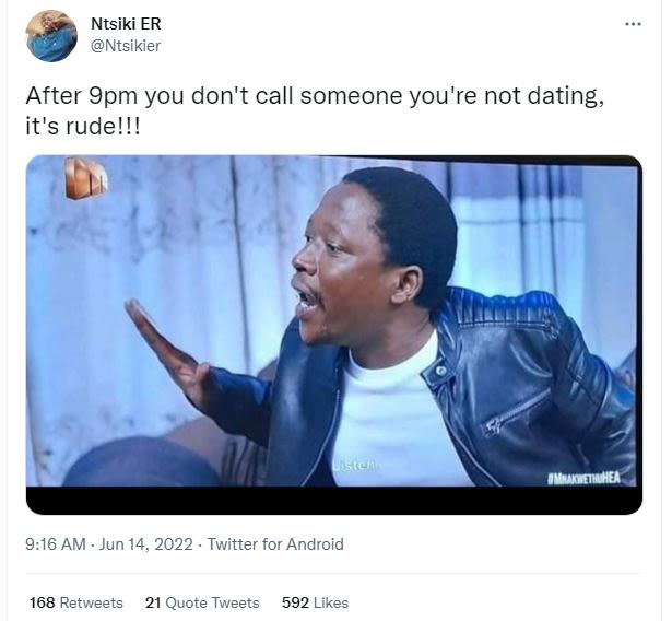 Ntsiki er ntsikier after 9pm you don't call someone you're not dating it's rudel