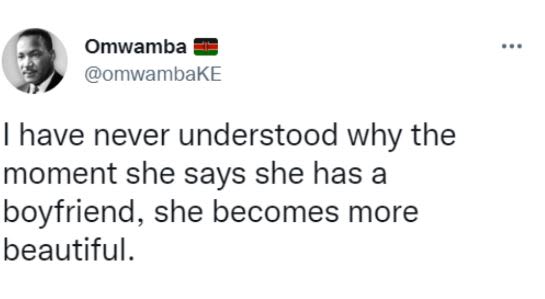 Omwamba omwambake have never understood why the moment she says she has a boyfri