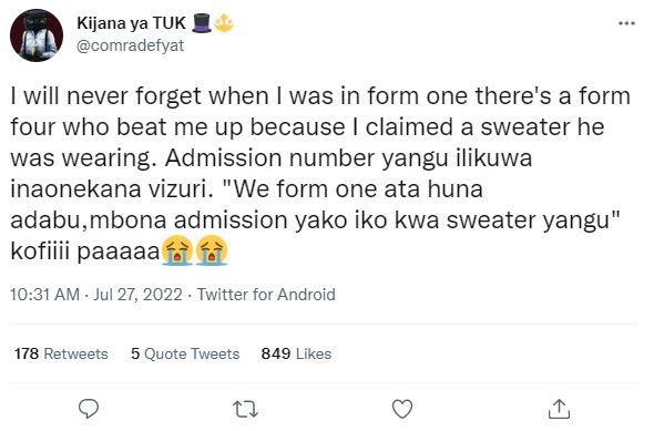 Kijana ya tuk comradefyat will never forget when was in form one there's a form