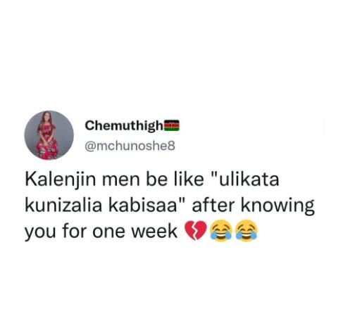Chemuthigh mchunoshe8 kalenjin men be like ulikata kunizalia kabisaa after knowi