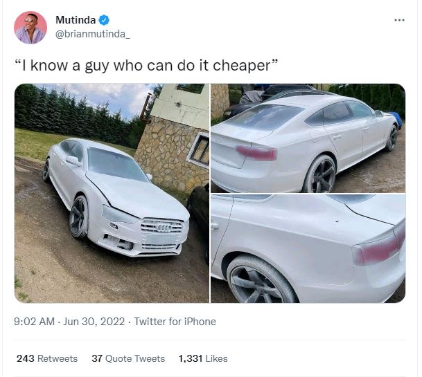 Mutinda brianmutinda know a guy who can do it cheaper 9.02 am jun 30, twitter fo