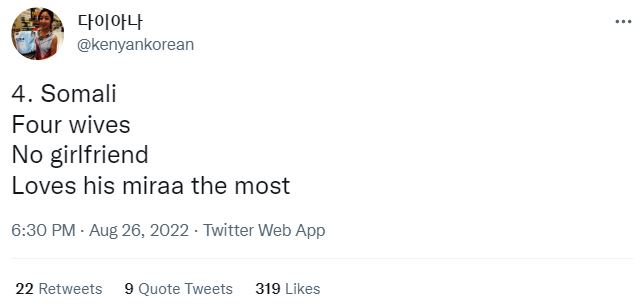 Ctolotlt kenyankorean somali four wives no girlfriend loves his miraa the most 6