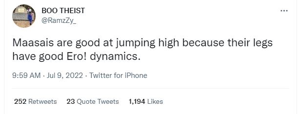 Boo theist ramzzy_ maasais are good at jumping high because their legs have good