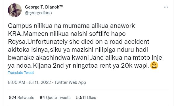 George t. dianoh georgediano campus nilikua na mumama alikua anawork kra.mameen