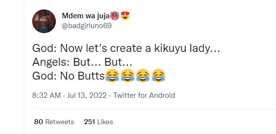 Mdem wa juja badgirluno69 god now let's create a kikuyu lady.. angels but._ but.