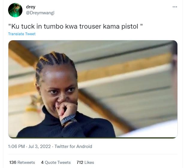 Drey dreymwangi 'ku tuck in tumbo kwa trouser kama pistol translate tweet 1.06 p