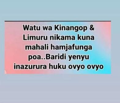 Watu wa kinangop limuru nikama kuna mahali hamjafunga poa..baridi yenyu inazurur