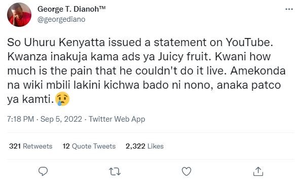 George t. dianohm georgediano so uhuru kenyatta issued a statement on youtube_ k