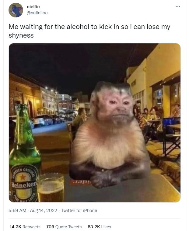 Nielöc nullniloc me waiting for the alcohol to kick in so i can lose my shyness