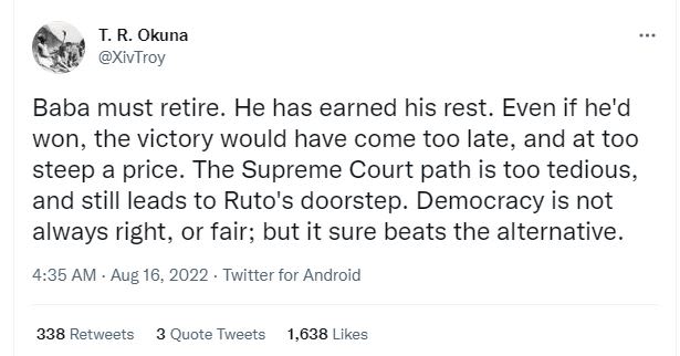 .r. okuna xivtroy baba must retire. he has earned his rest even if he'd won the