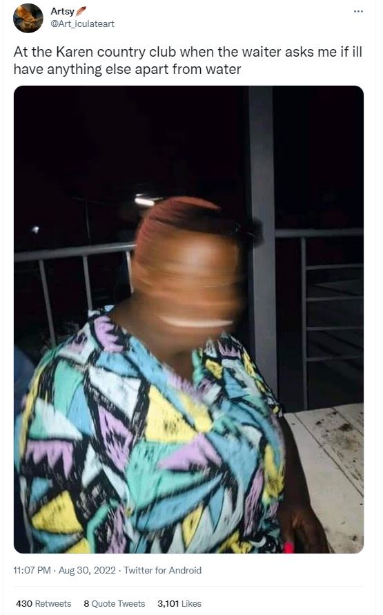 Artsy art_iculateart at the karen country club when the waiter asks me if ill ha