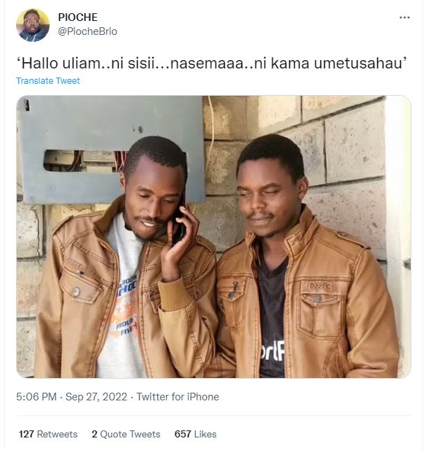 Pioche piochebrio hallo uliam..ni sisii. . .nasemaaa..ni kama umetusahau' transl