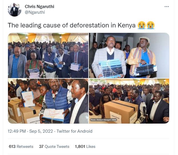 Chris ngaruthi ngaruthi the leading cause of deforestation in kenya èfè 12.49 pm