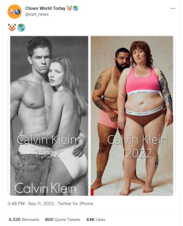 Clown world today cwt_news calvin klein ivin klein calvin klein 3.48 pm sep 11,