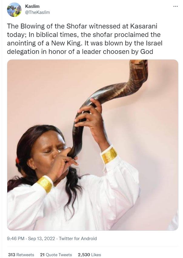 Kaslim thekaslim the blowing of the shofar witnessed at kasarani today in biblic