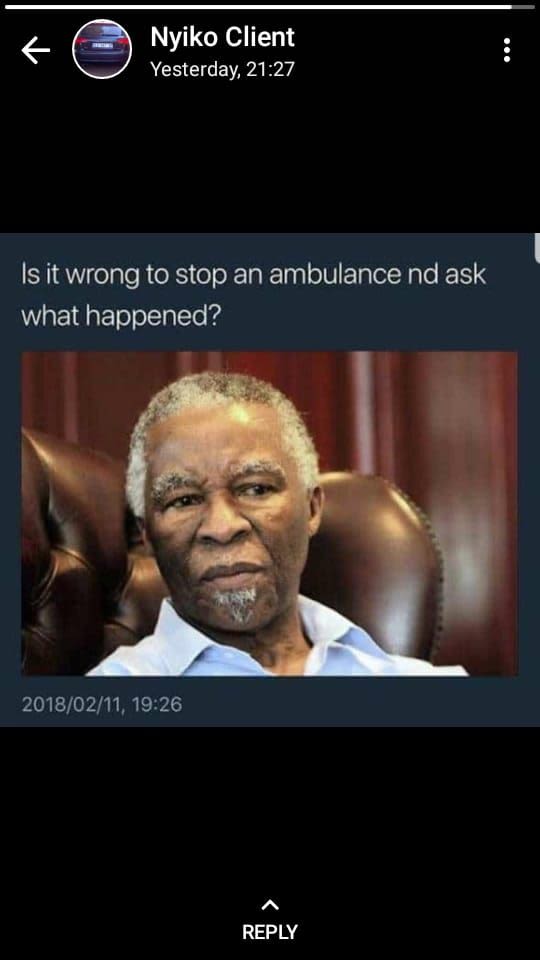 Nyiko client yesterday 21.27 is it wrong to stop an ambulance nd ask what happen