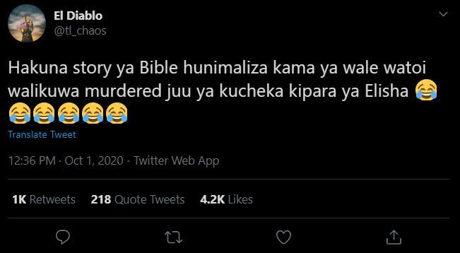 El diablo ti_chaos hakuna story ya bible hunimaliza kama ya wale watoi walikuwa