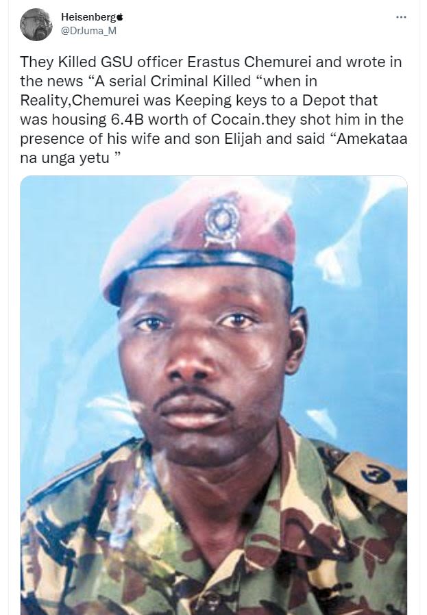 Heisenberg drjuma_m they killed gsu officer erastus chemurei and wrote in the ne