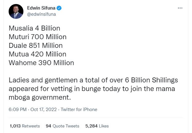 Edwin sifuna edwinsifuna musalia 4 billion muturi 700 million duale 851 million