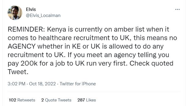 Elvis elvis ocalman reminder kenya is currently on amber list when it comes to h